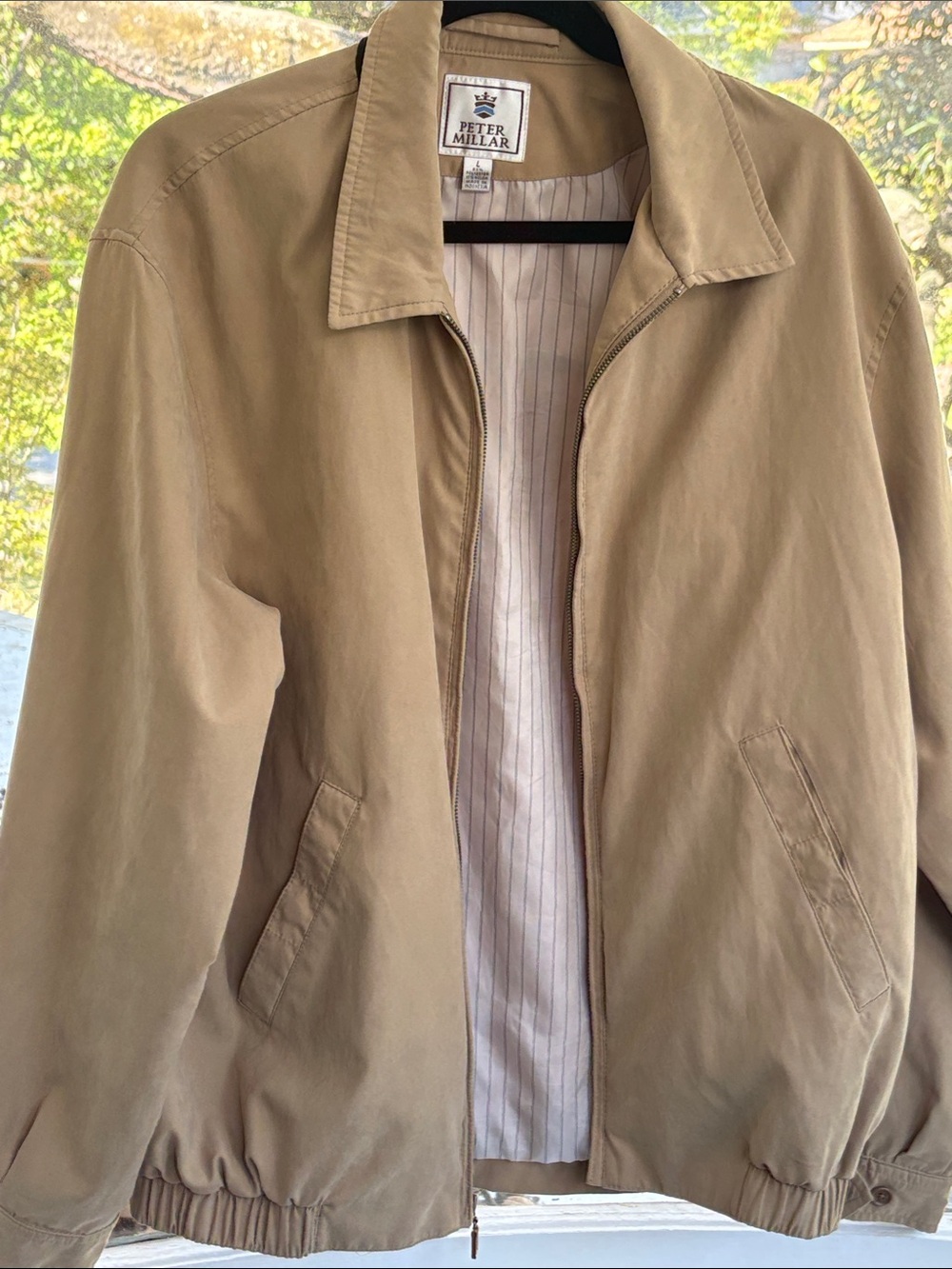 Peter Millar Khaki Zip-Front Bomber Jacket